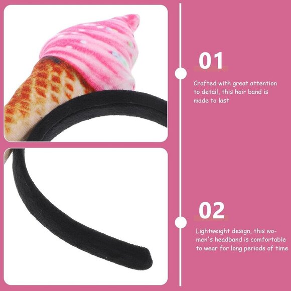 Spa Headband 2PCS Ice Cream Cone Food Costume Accessory for Parties main image 7